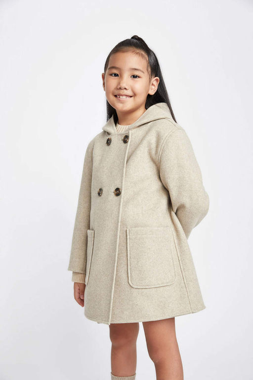 Пальто Качет с капюшоном для девочек - Defacto фото 6