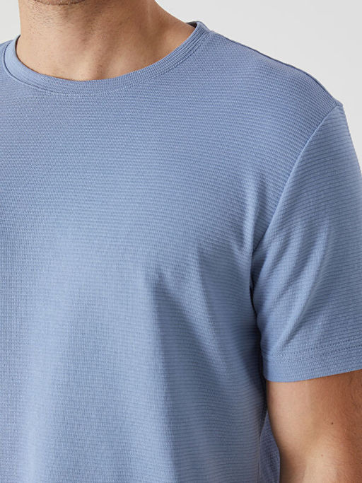 Bisiklet Yaka K?sa Kollu Erkek Dokulu Ti??rt