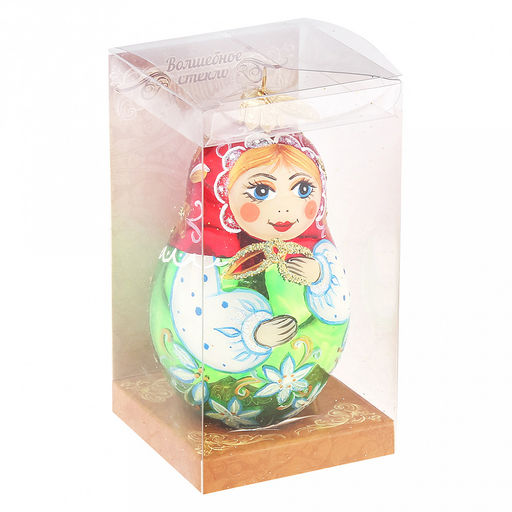Елочная игрушка фигурка стеклянная Расписная матрешка, h9,5см, ручная художественная роспись, подарочная упаковка (Россия) - Домашняя мода фото 7