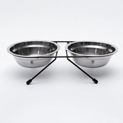 Набор из 2 мисок на подставке, 2500 мл, чёрная подставка - Пижон фото 3
