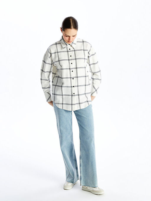 Ekose Uzun Kollu Kad?n G?mlek