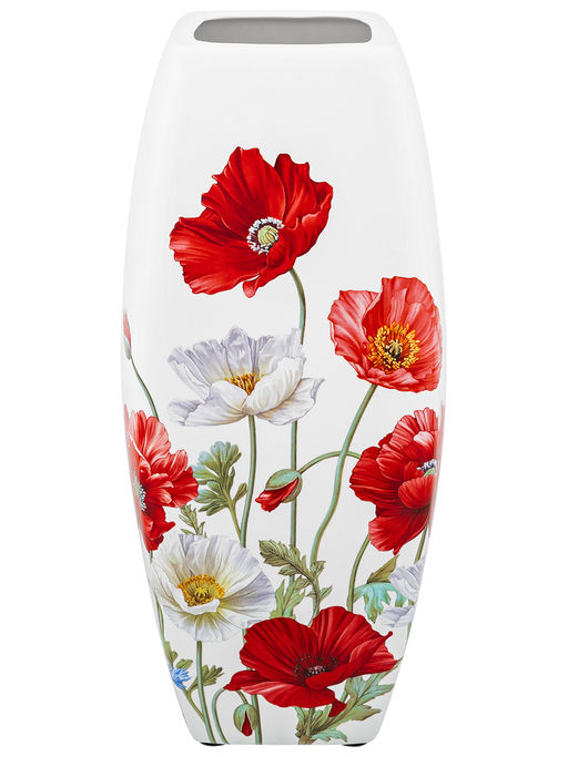 Ваза 3 л 12,5*12,5*30 см "Маки" квадрат, NEW BONE CHINA