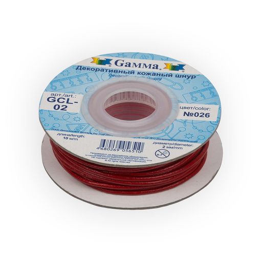Шнур Gamma 2 мм GCL-02 цв. кожаный 10 м №026 красный