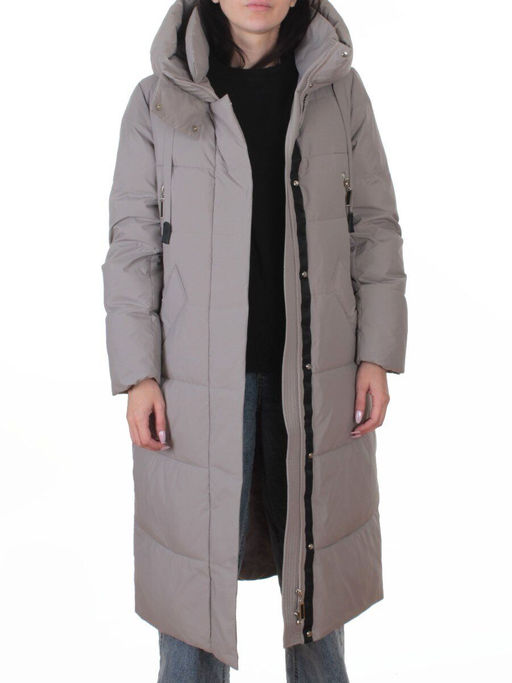 A8356 GRAY/BEIGE Пальто зимнее женское (200 гр. холлофайбер)