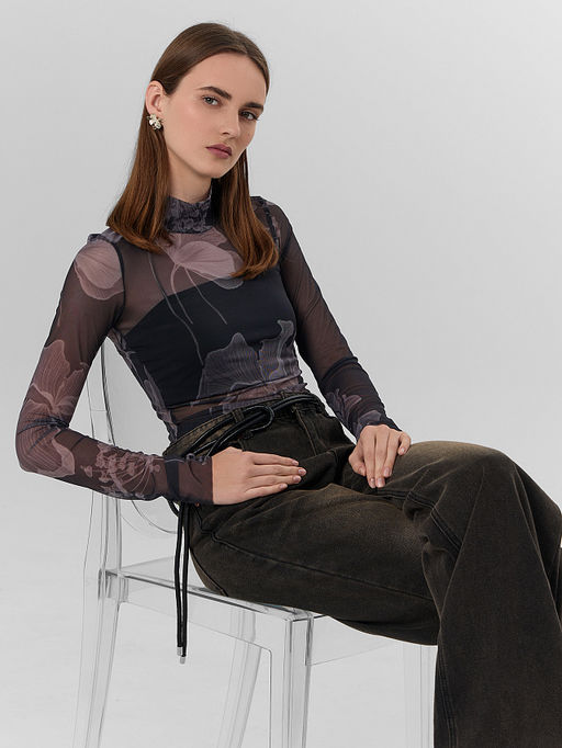 Джемпер женский черный из сетки - Mark formelle фото 7