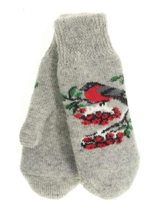 Варежки женские "Снегирь на рябине" КРУГ 3426-2