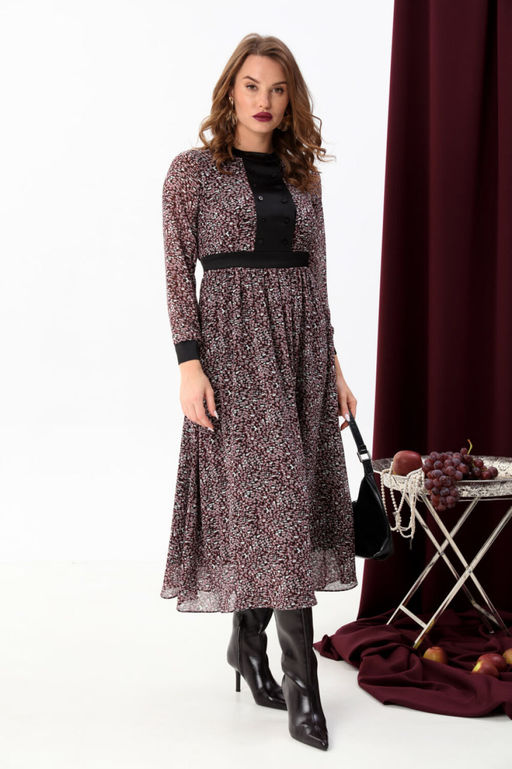 Платье NIKVA н941-1 винная абстракция  фото 2