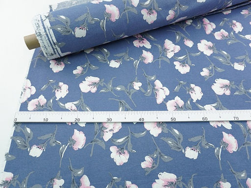 Теплый хлопок Цветущая магнолия цв.джинсовый, СОРТ2, ш.1.45м, хлопок-100%, 150гр/м.кв - Купава фото 7