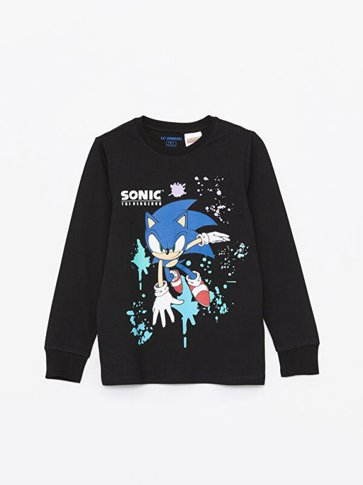 Bisiklet Yaka Sonic Bask?l? Uzun Kollu Erkek ?ocuk Pijama Tak?m? - Waikiki фото 2