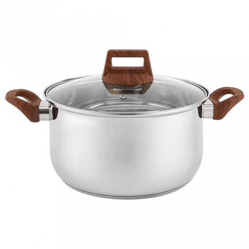 Кастрюля из нержавеющей стали "Donna" 1,9л, д15,3см, h8,5см, s0,4мм, дно s1,3мм, стеклянная крышка, трехслойное дно, цветная коробка, "Appetite" (Китай)