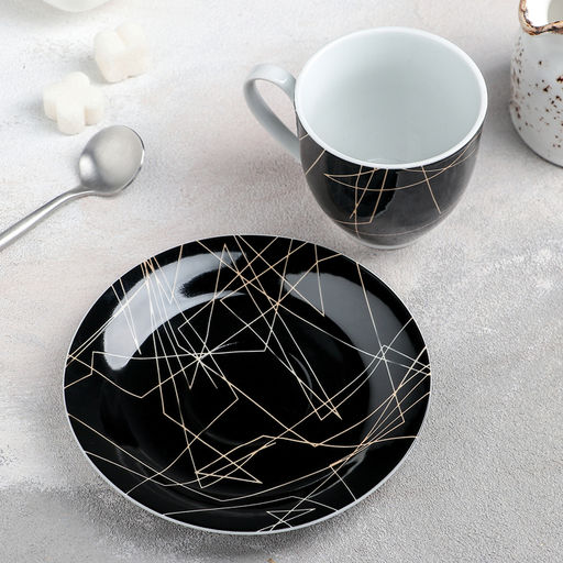 Чайная пара керамическая Доляна Кассиопея, 2 предмета: чашка 200 мл, блюдце d=14,5 см  фото 2