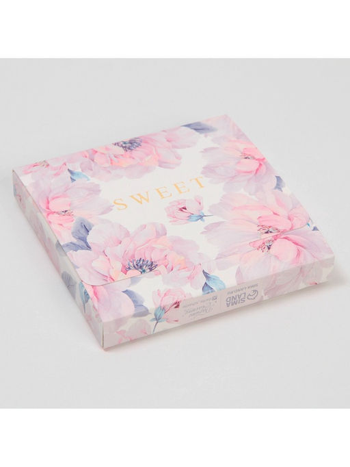 Цена за 5 шт. Коробка для шоколада, кондитерская упаковка, «Цветы», с окном, 10.2×1.4×10.2 см