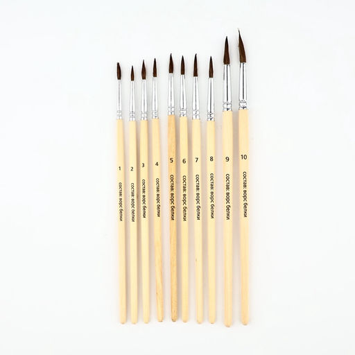 Кисть для рисования, набор белка круглые, 10 шт. № 1,2,3,4,5,6,7,8,9,10 «Ван Гог»