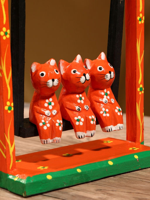 Сувенир интерьерный «Кошки на качелях», 19×24 см, дерево