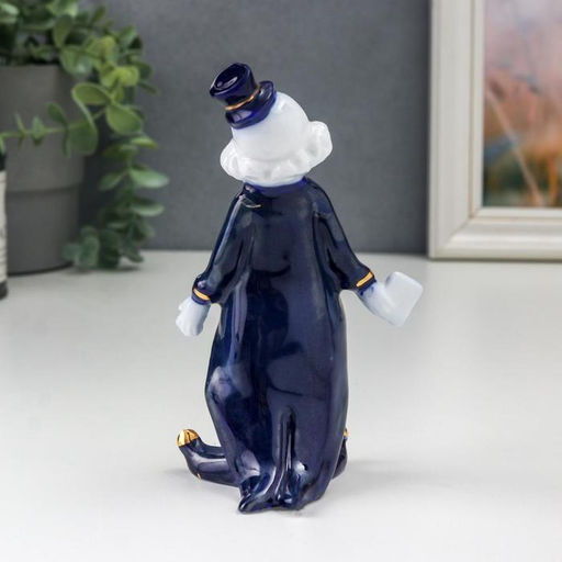 Фигурка керамика «Клоун с картой игральной», кобальт, 13×5.5×8 см