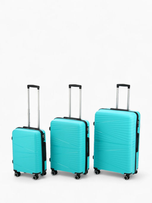 Чемодан на колёсах большой 111 л (L), на молнии, кодовый замок, 4 колеса, голубой