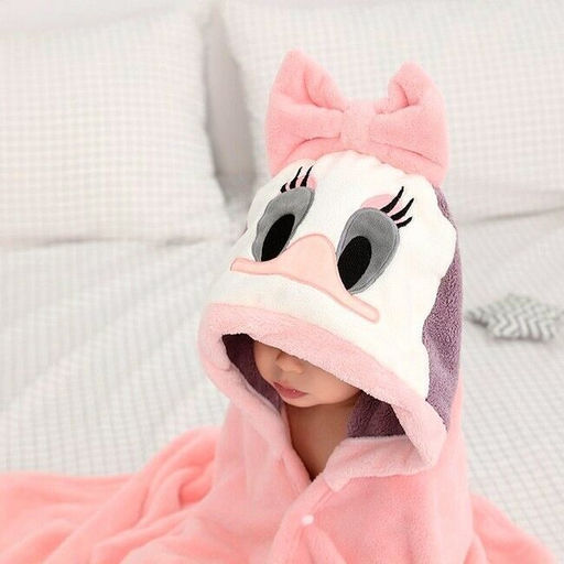 Детское полотенце с капюшоном Уточка -РОЗОВЫЙ 70*140 см.на кнопках - Лен поволжья фото 3