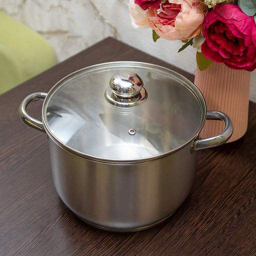 Кастрюля ПРИМА САТИН 4,0л стекл.крышка с ТРС-3 объем.ручки арт.1с857, 3с142 Аша