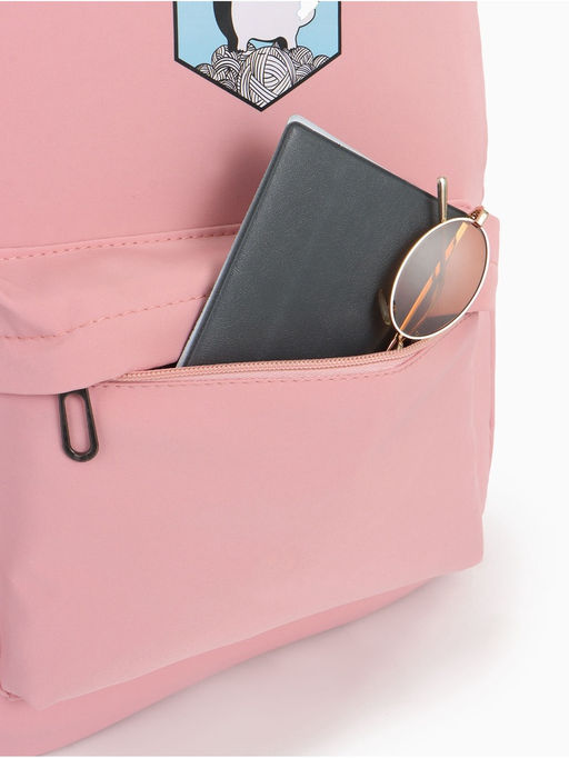 Рюкзак школьный на молнии, с карманами, с принтом, размер 30?12?43 см, розовый