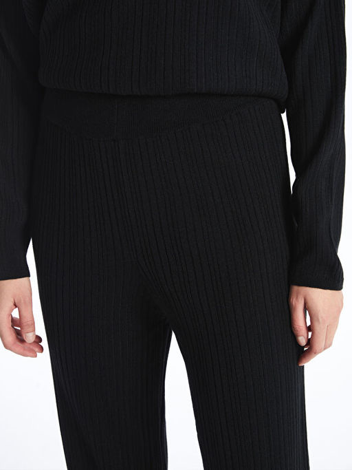 Kad?n Beli Lastikli D?z Triko Pantolon