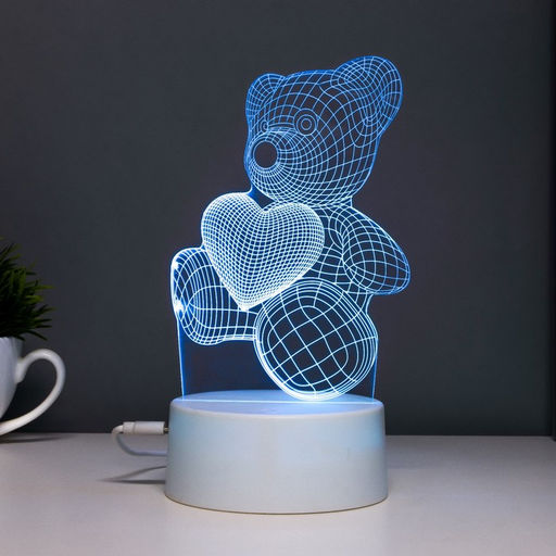 Светильник сенсорный Мишутка LED 7 цветов USB/от батареек белый