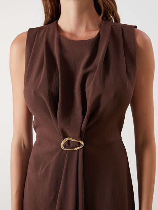 Bisiklet Yaka B?zg?l? Krep Elbise