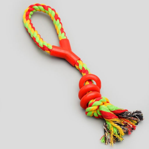 Игрушка тренировочная канатная Спираль, до 140 г, до 40 см, микс цветов - Пижон фото 3