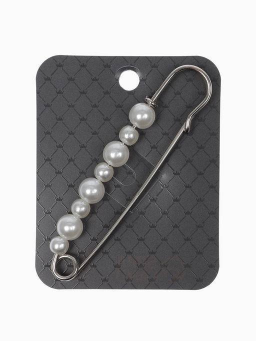 Булавка Жемчужная дорожка, 8 см (+ - 0.5 см), белая в серебре