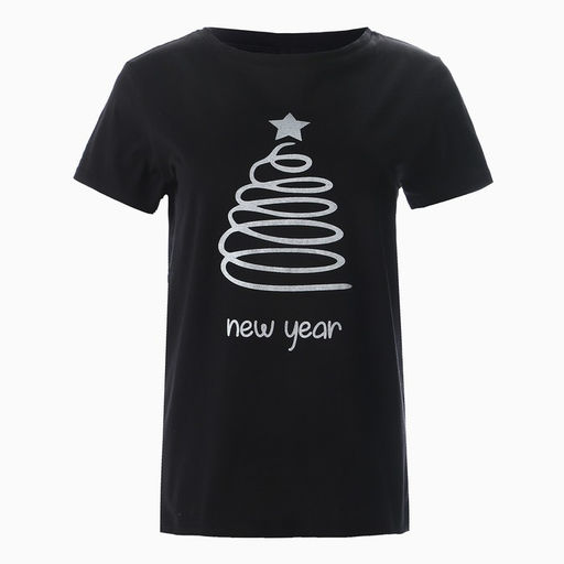Футболка женская новогодняя «Ёлка», цвет чёрный, размер 46