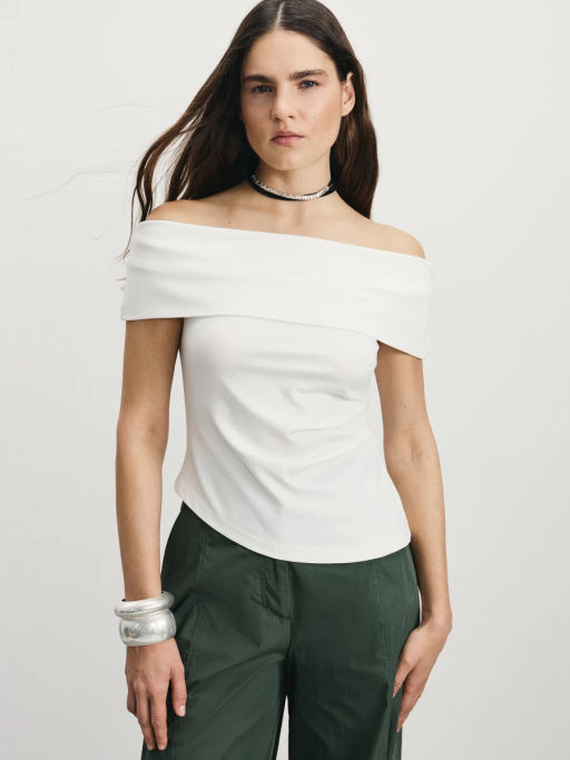 Приталенный топ со спущенными плечами / Zarina  фото 7