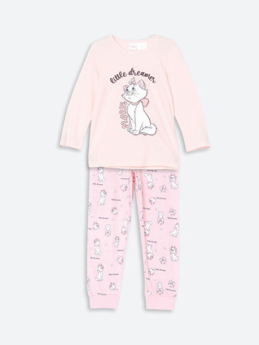 Bisiklet Yaka Bask?l? K?z ?ocuk Pijama Tak?m?