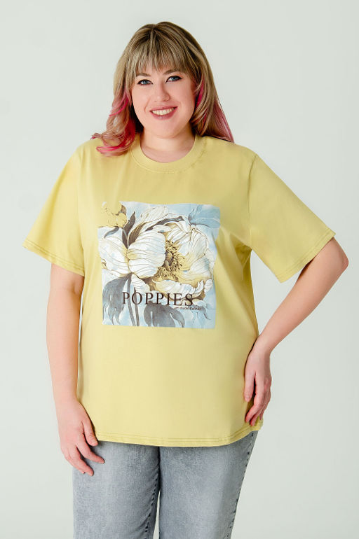 Арт. 3-1154 Футболка женская 50-58 (5 шт) Цвет:горчичный - Калинка фото 20