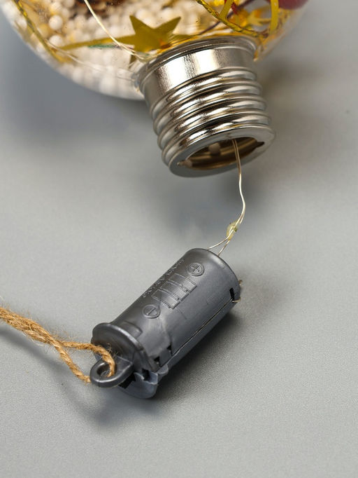 Набор ёлочных шаров Мишура звёзды, 3 шт, d=8 см, 5 LED, от батареек, свечение белое - Luazon lighting фото 4
