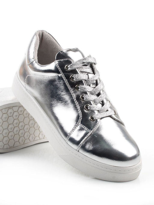 03-C1-1C GREY/SILVER Полуботинки спортивные женские (натуральная кожа)