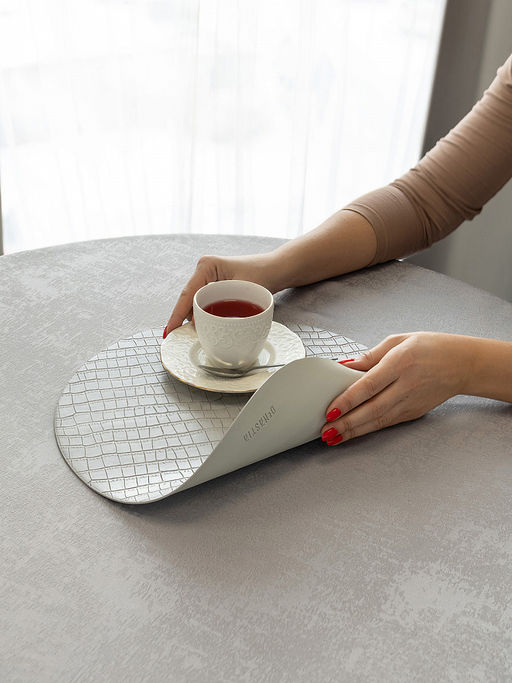 Набор салфеток сервировочных D36, 2 шт бежево-серый ПВХ - Denastia фото 3