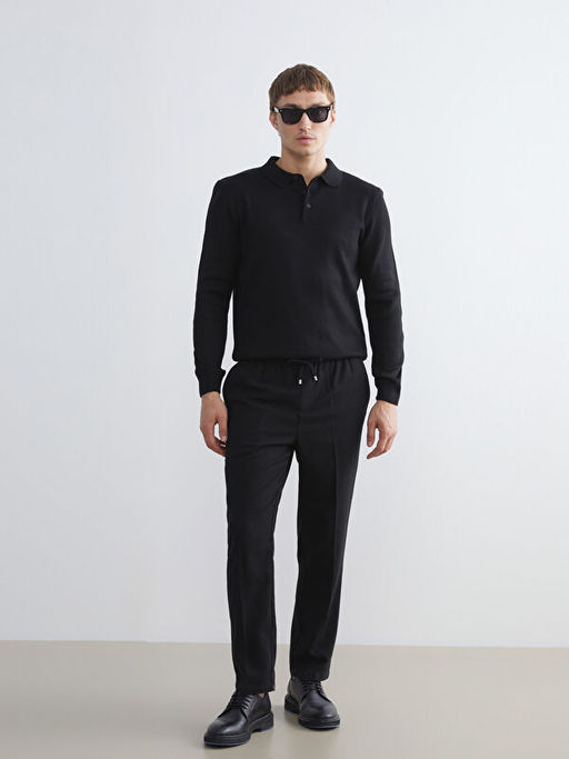 Polo Yaka Uzun Kollu Erkek Triko Kazak