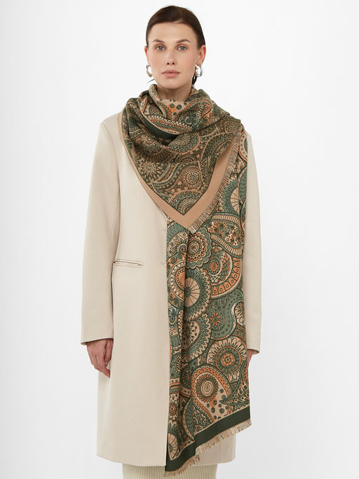 в составе ШЕРСТЬ и КАШЕМИР Большой, мягкий, теплый двусторонний палантин - Tantino фото 3