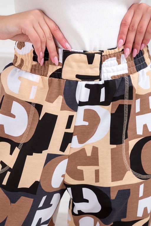 Брюки женские из футера Забава бежевая буква - Амадэль фото 9