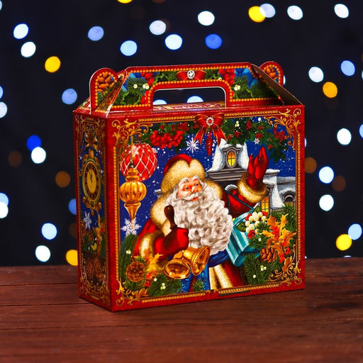 Цена за 10 шт. Подарочная новогодняя коробка «Праздничный коллаж» 17.3×6.5×15 см