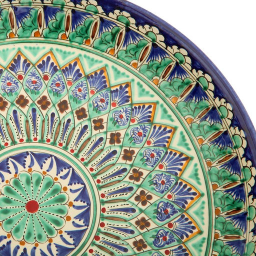 Ляган узбекский Риштанская керамика «Узоры», для плова, d=36 см, синий