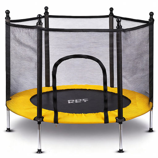 Батут ROCKET, d=140, внешняя сетка высотой 88 см., общая высота 122 см. черный с желтым