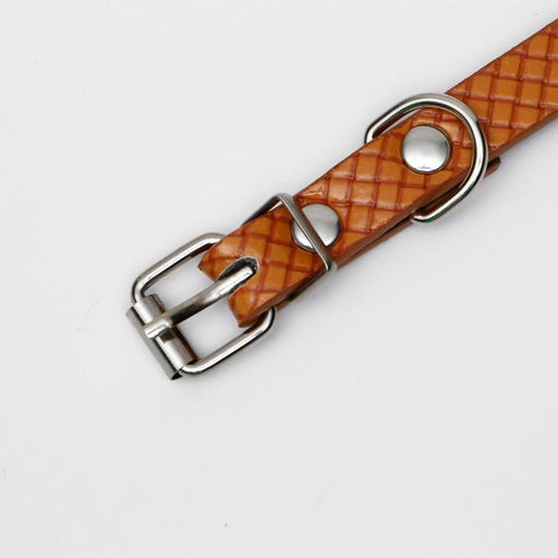 Ошейник рифленый с 2 рядами клепок, 33 х 1,2 см, ОШ 23-29, коричневый - Пижон фото 4