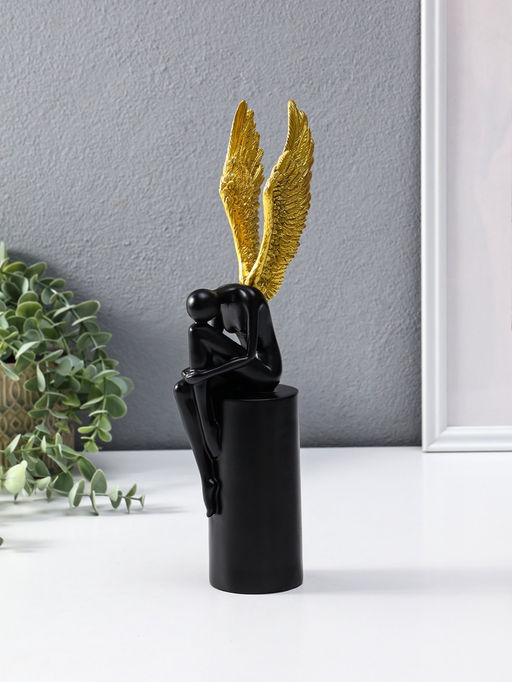 Сувенир полистоун "Ангел" чёрный с золотом 6х8,3х31 см