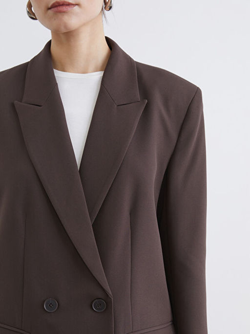 Kruvaze Yaka Kad?n Blazer Ceket
