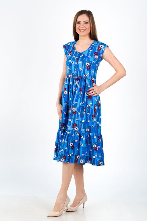 Платье женское из кулирки Шарлотта голубой - Амадэль фото 3