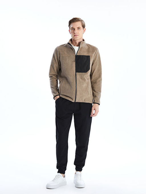 Dik Yaka Uzun Kollu Polar Erkek Fermuarl? Sweatshirt