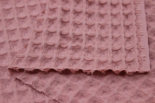 Вафельное премиум-полотно Бохо цв.пыльная роза, ш.1.44м, хлопок-100%, 230гр/м.кв - Купава фото 4