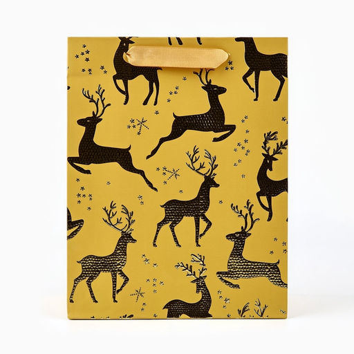 Пакет подарочный новогодний ламинированный «Олени», MS 23×18×10 см