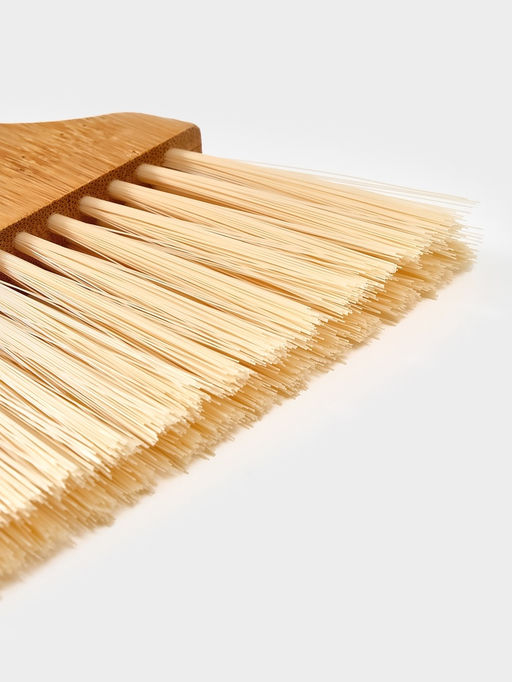 Щётка с совком Meli, бамбуковая ручка, 18×14 см, чёрная