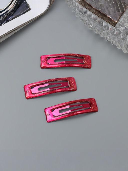 Цена за 6 шт. Заколки для волос «Хэдли», набор 3 шт., прямой, 5 см, розовые